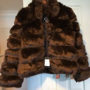 BOPT Brown Faux Fur Jacket